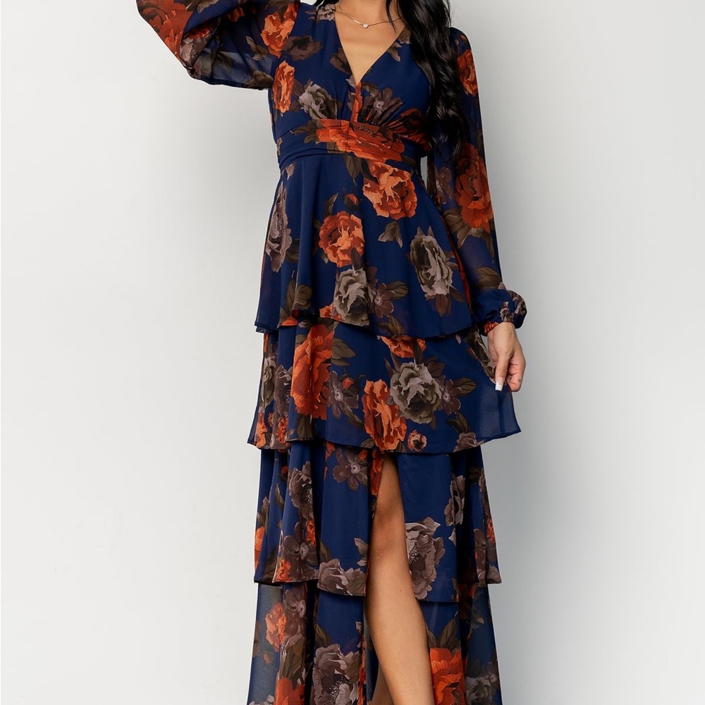 Baltic Born Navy and Orange Floral Maxi Dress